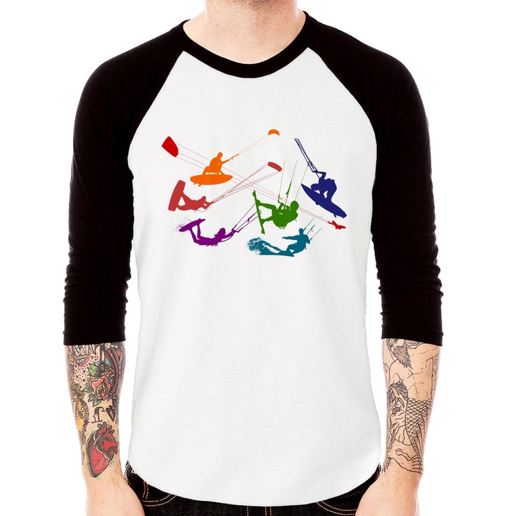 Camiseta Raglan Kite Surf Freestyle Manga 3/4