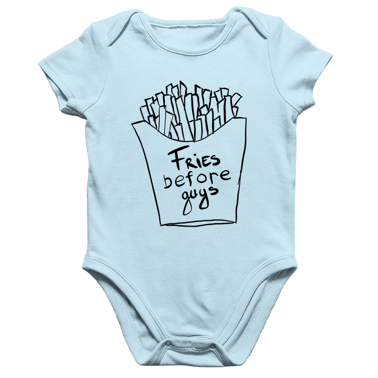 Body Bebê Algodão Fries Before Guys - Azul Bebê
