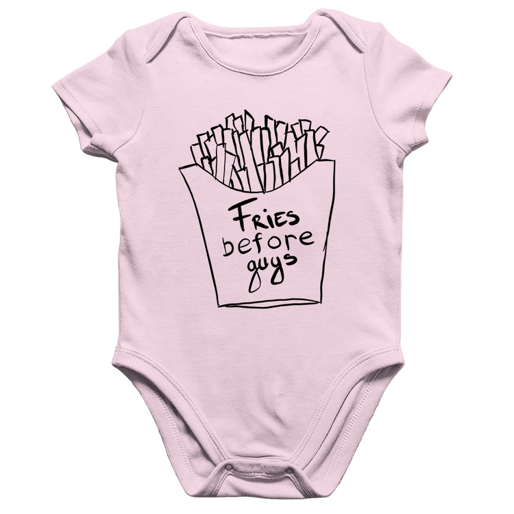 Body Bebê Algodão Fries Before Guys - Rosa Bebê