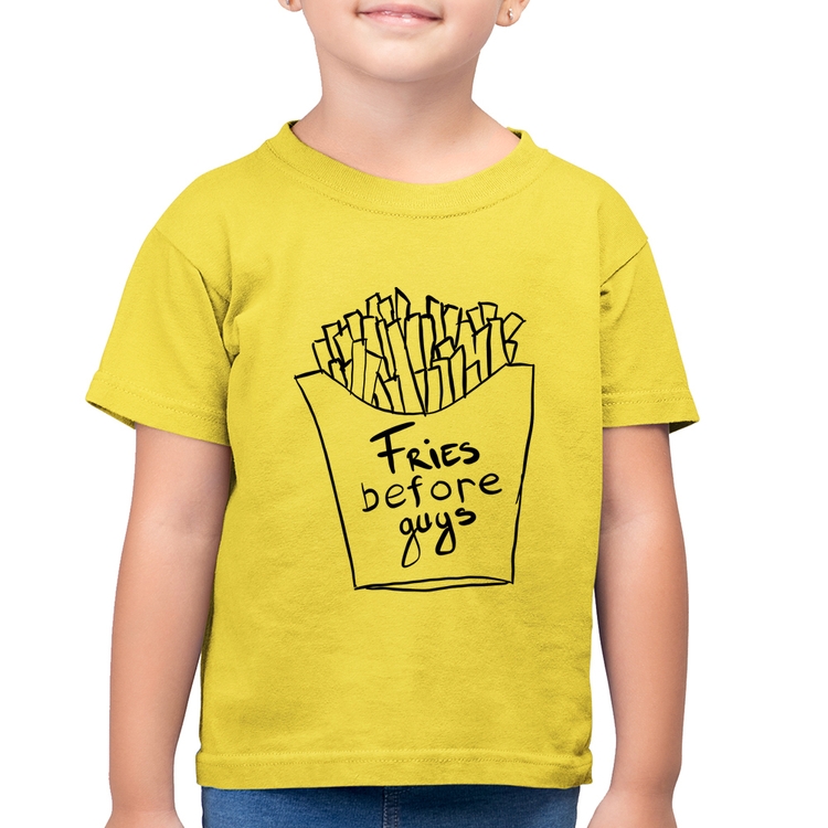 Camiseta Algodão Infantil Fries Before Guys - Amarelo Canário