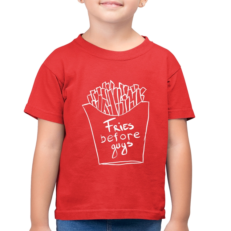 Camiseta Algodão Infantil Fries Before Guys - Vermelha