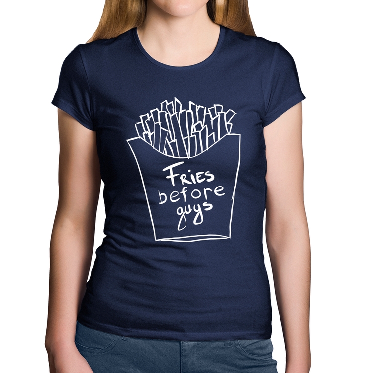 Baby Look Algodão Fries Before Guys - Marinho