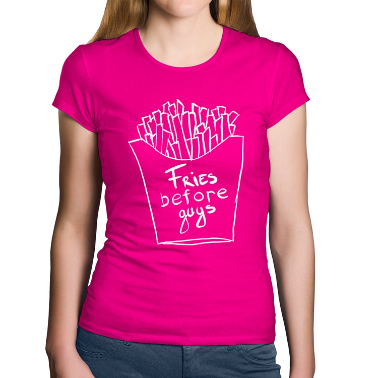 Baby Look Algodão Fries Before Guys - Rosa