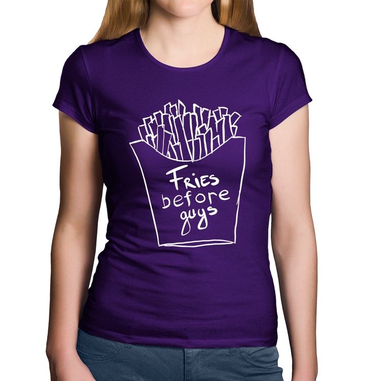 Baby Look Algodão Fries Before Guys - Roxa