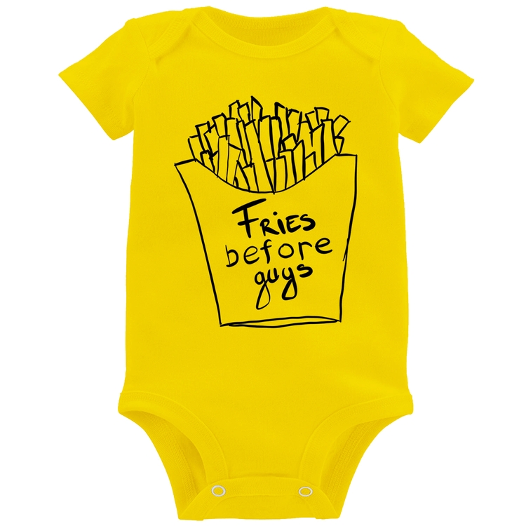 Body Bebê Fries Before Guys - Amarelo
