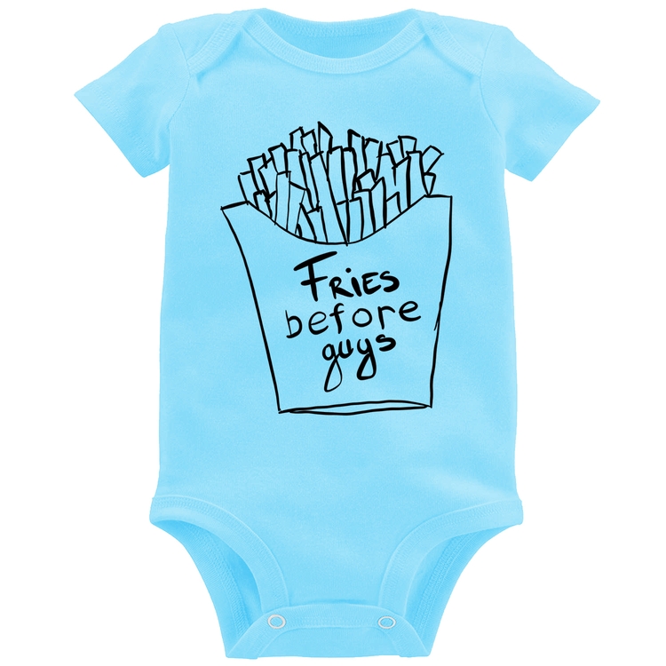 Body Bebê Fries Before Guys - Azul Bebê