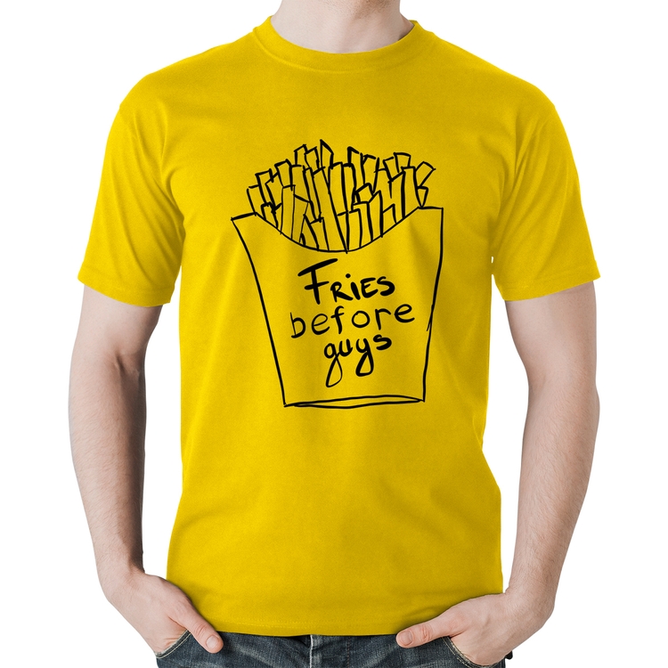 Camiseta Algodão Fries Before Guys - Amarela