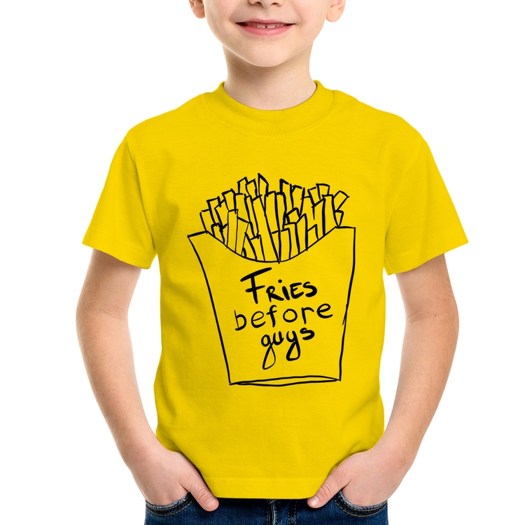 Camiseta Infantil Fries Before Guys - Amarela