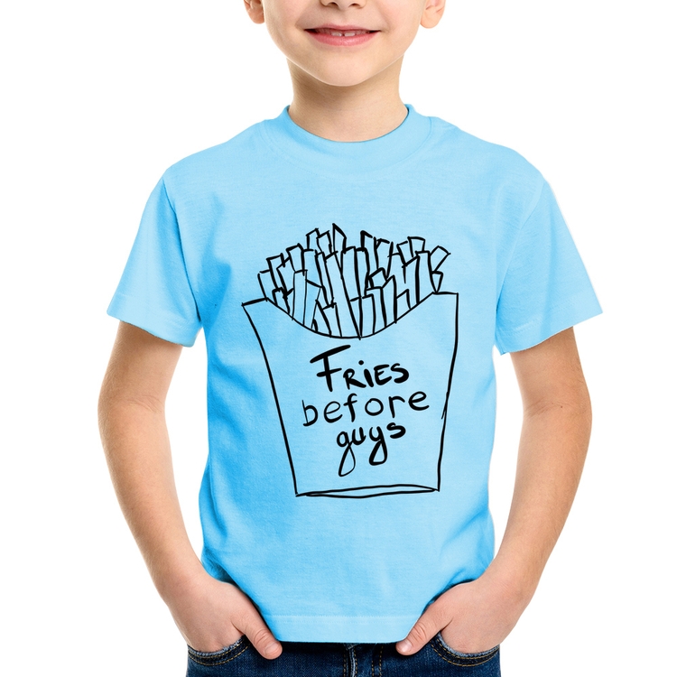 Camiseta Infantil Fries Before Guys - Azul Bebê