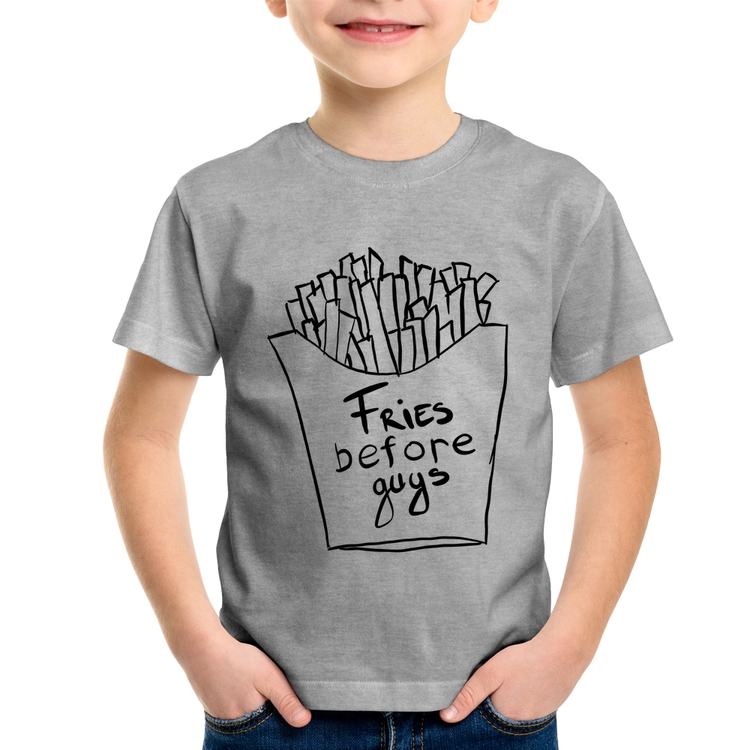 Camiseta Infantil Fries Before Guys - Cinza
