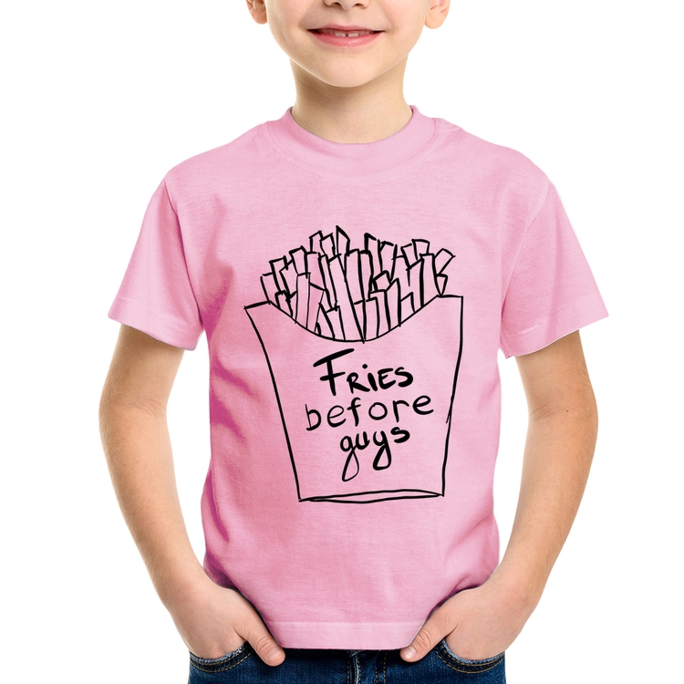 Camiseta Infantil Fries Before Guys - Rosa Bebê