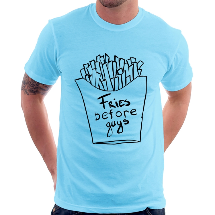 Camiseta Fries Before Guys - Azul Bebê
