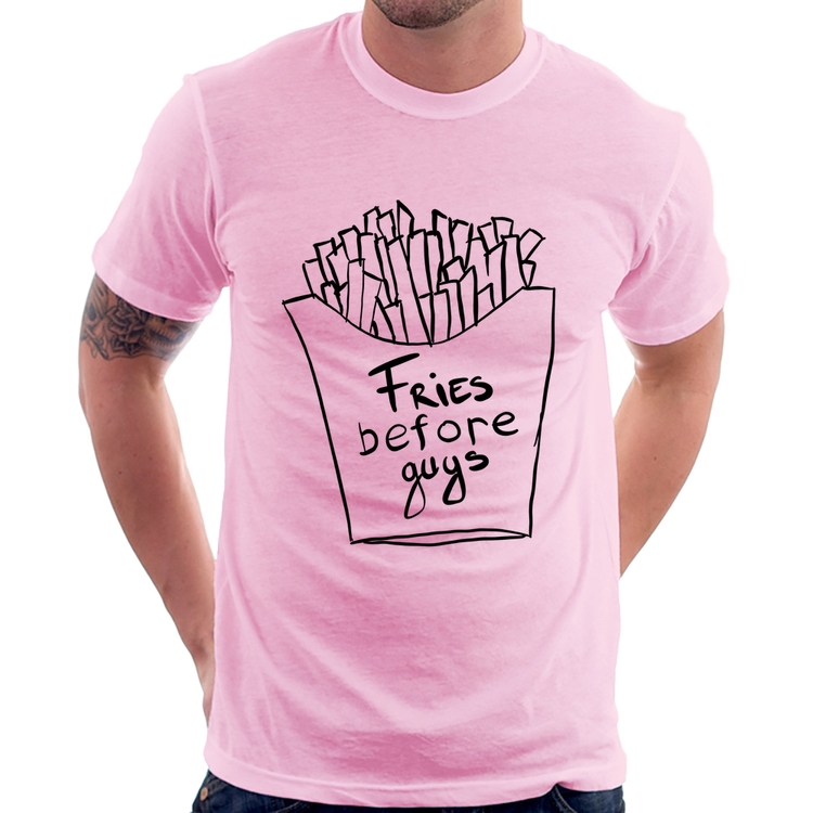 Camiseta Fries Before Guys - Rosa Bebê
