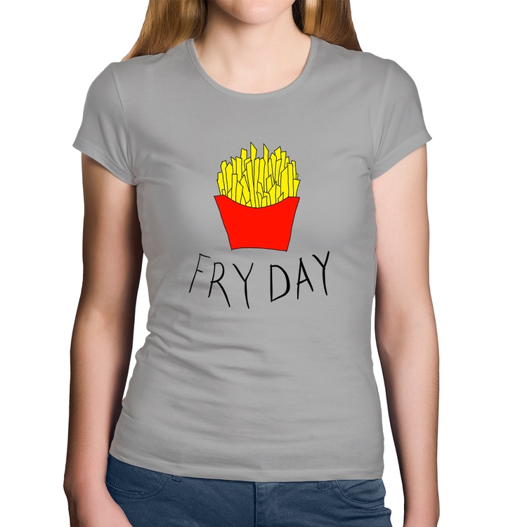 Baby Look Algodão Fry Day - Cinza