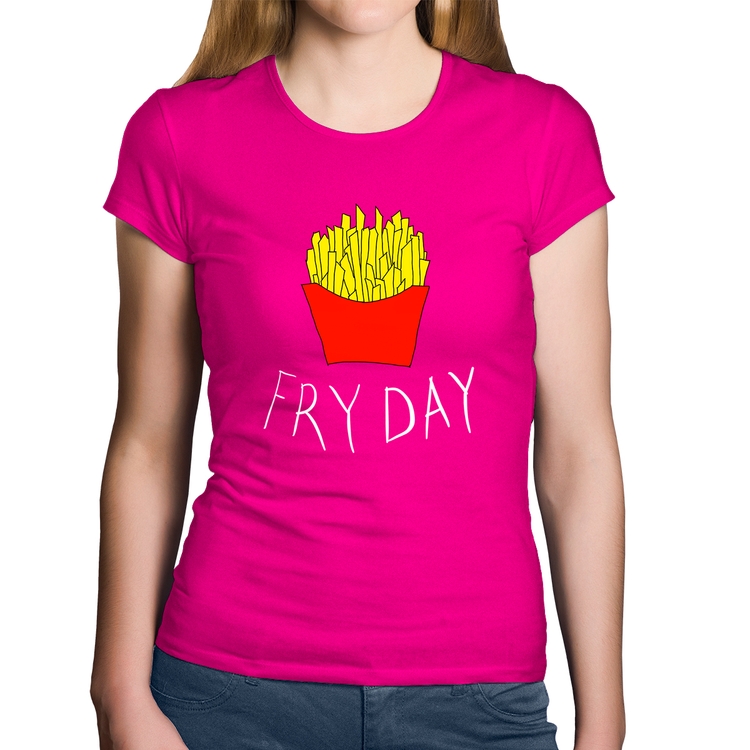 Baby Look Algodão Fry Day - Rosa