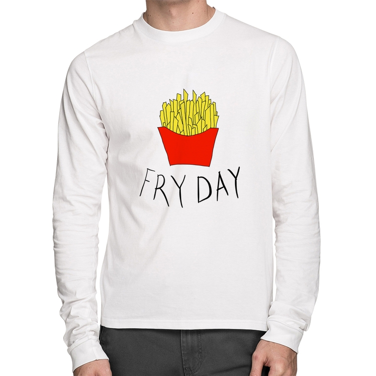 Camiseta Algodão Fry Day Manga Longa - Branca