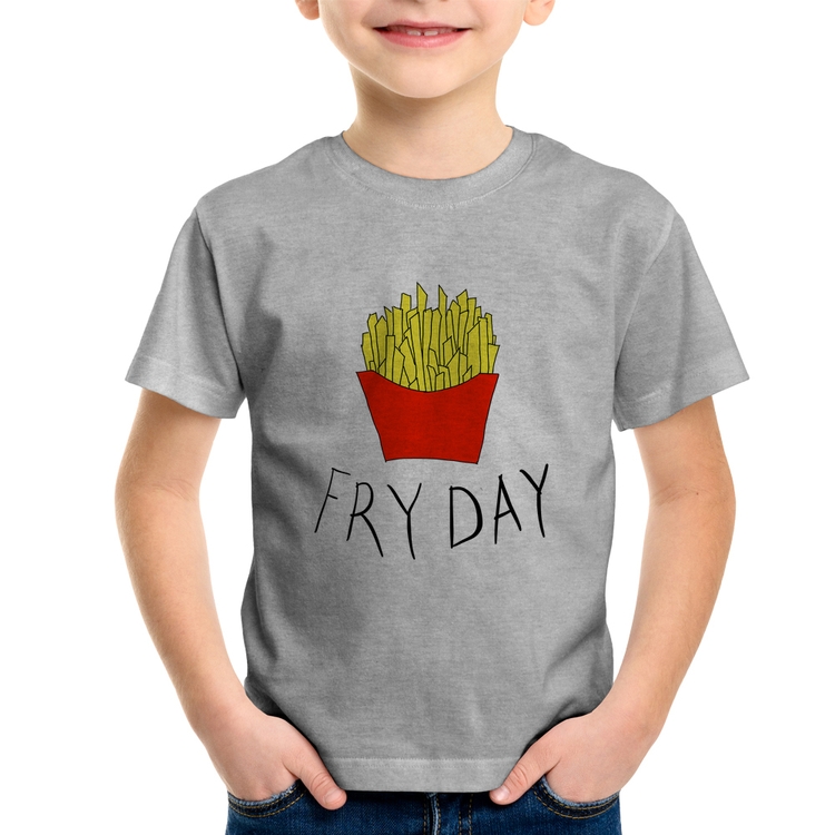Camiseta Infantil Fry Day - Cinza