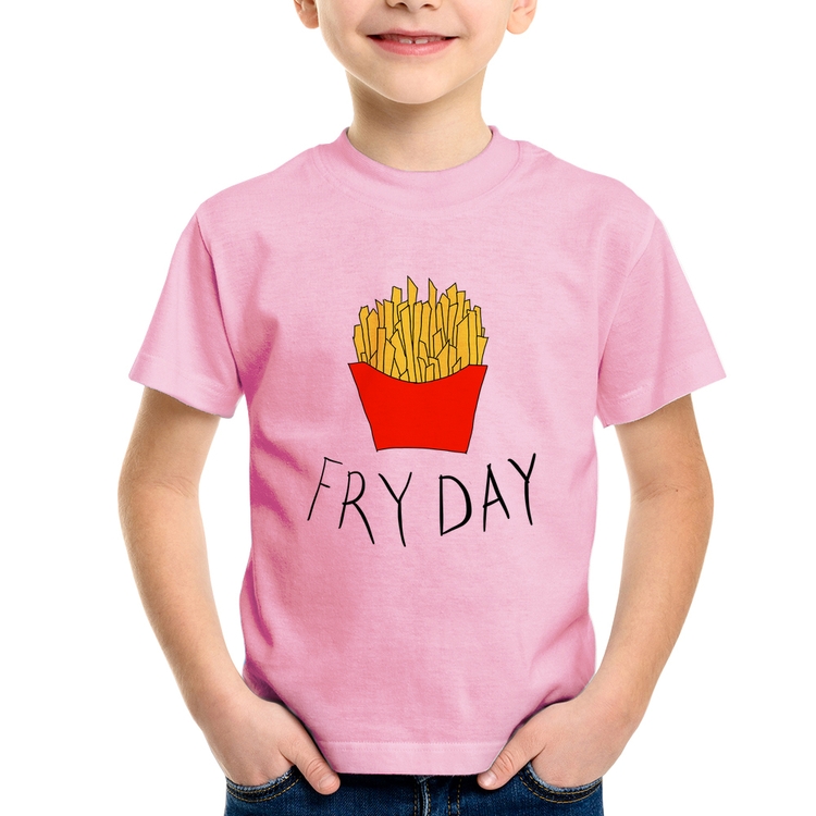 Camiseta Infantil Fry Day - Rosa Bebê