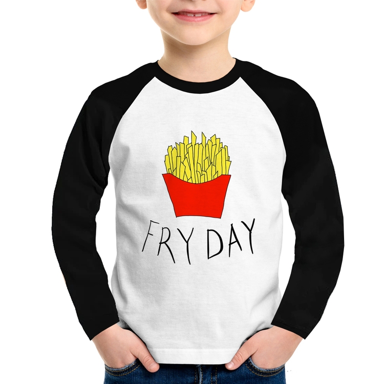 Camiseta Raglan Infantil Fry Day Manga Longa