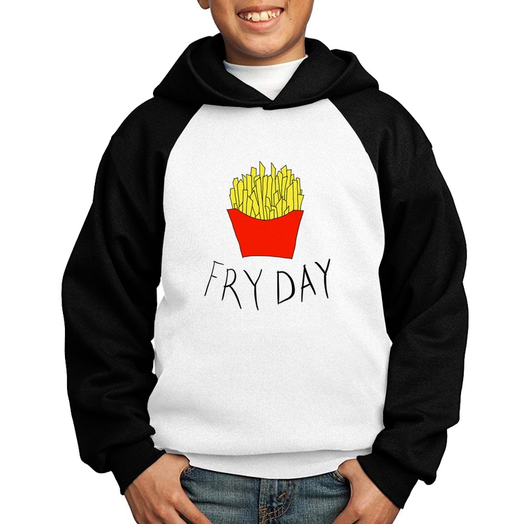 Moletom Infantil Fry Day - Branco/Preto
