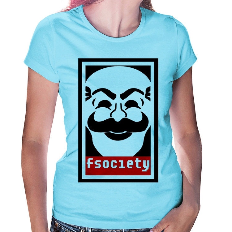 Baby Look Fsociety - Azul Bebê