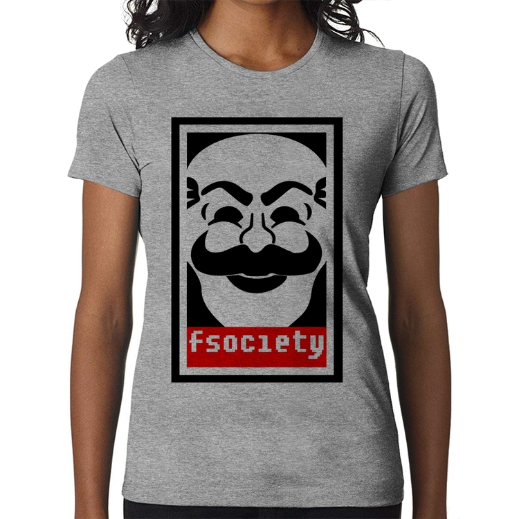 Baby Look Fsociety - Cinza