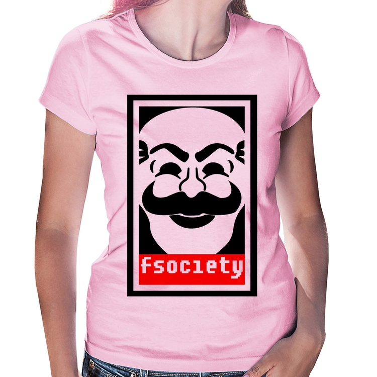 Baby Look Fsociety - Rosa Bebê