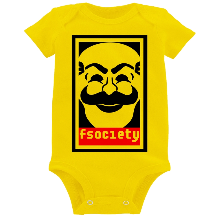 Body Bebê Fsociety - Amarelo