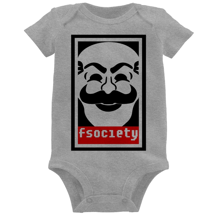 Body Bebê Fsociety - Cinza