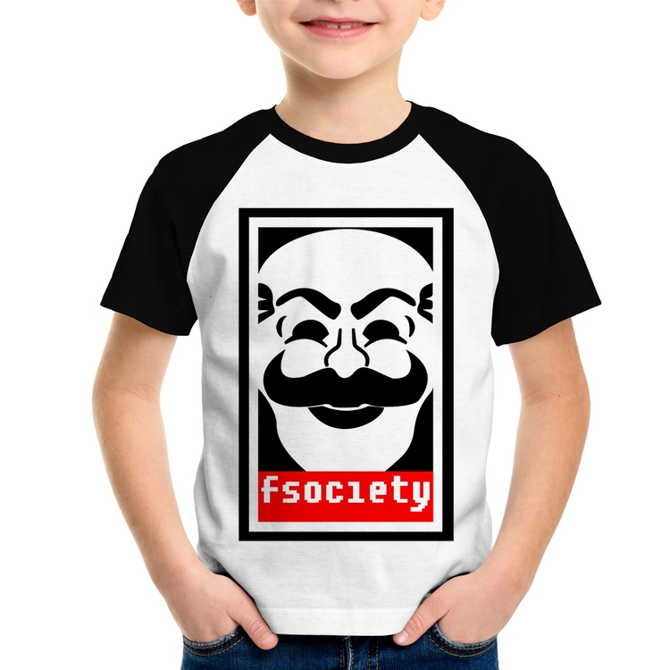 Camiseta Raglan Infantil Fsociety