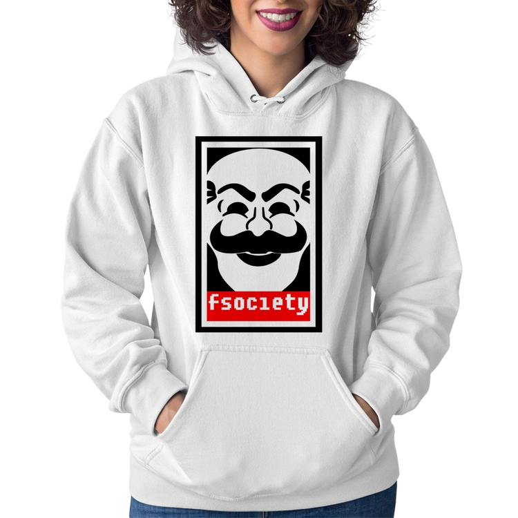Moletom Feminino Fsociety - Branco