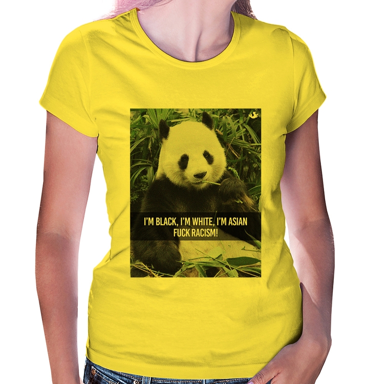 Baby Look Panda Fuck Racism! - Amarela