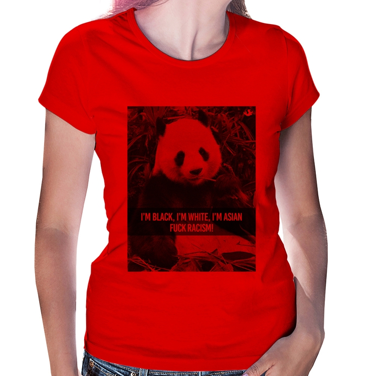 Baby Look Panda Fuck Racism! - Vermelha