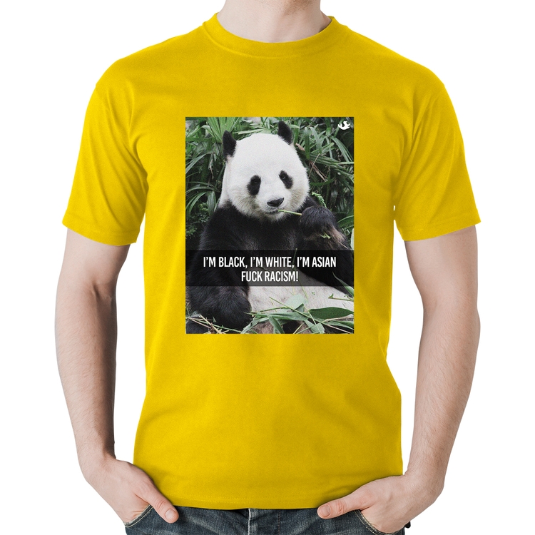Camiseta Algodão Panda Fuck Racism! - Amarela