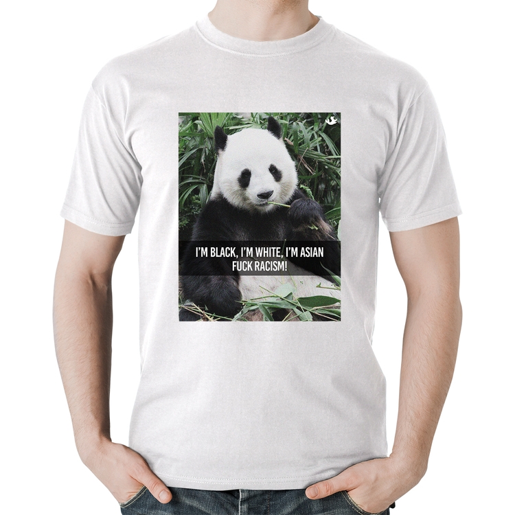 Camiseta Algodão Panda Fuck Racism! - Branca