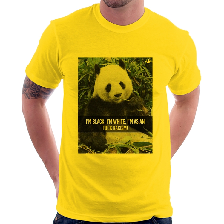Camiseta Panda Fuck Racism! - Amarela