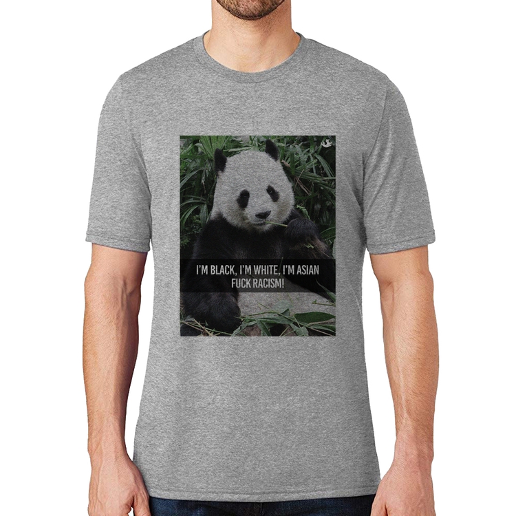 Camiseta Panda Fuck Racism! - Cinza
