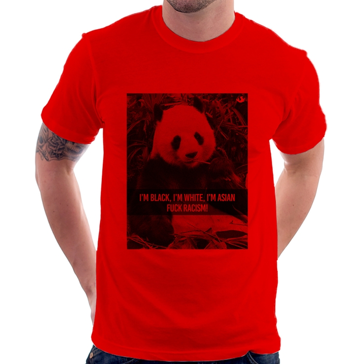 Camiseta Panda Fuck Racism! - Vermelha