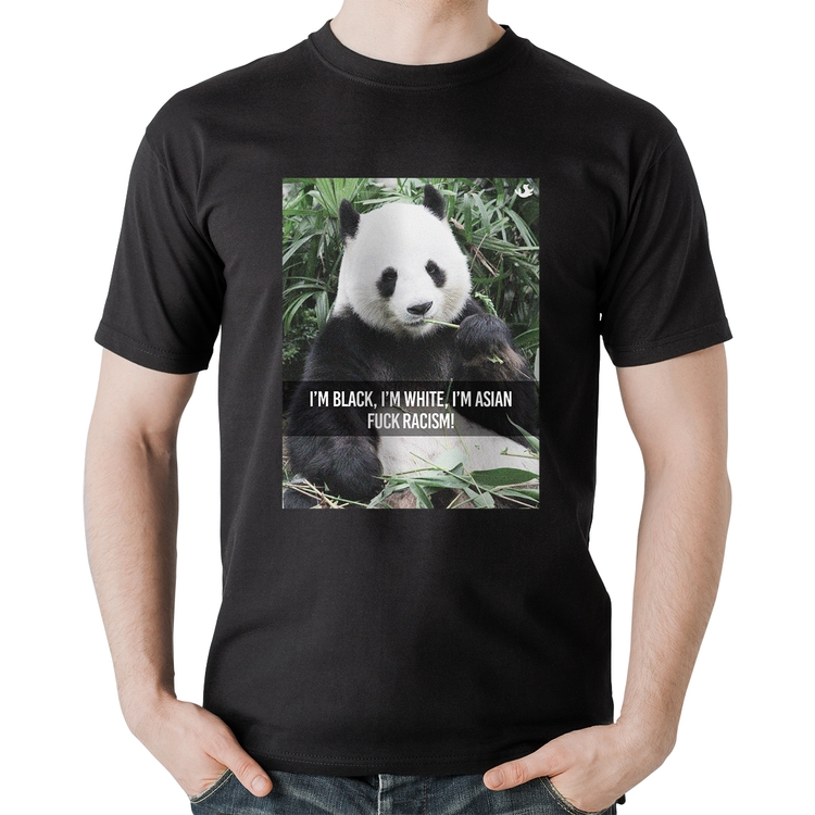 Camiseta Algodão Panda Fuck Racism!