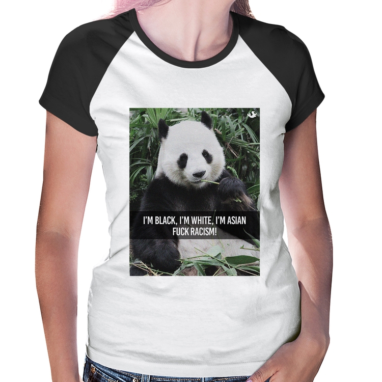Baby Look Raglan Panda Fuck Racism!