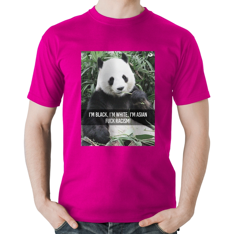 Camiseta Algodão Panda Fuck Racism! - Rosa
