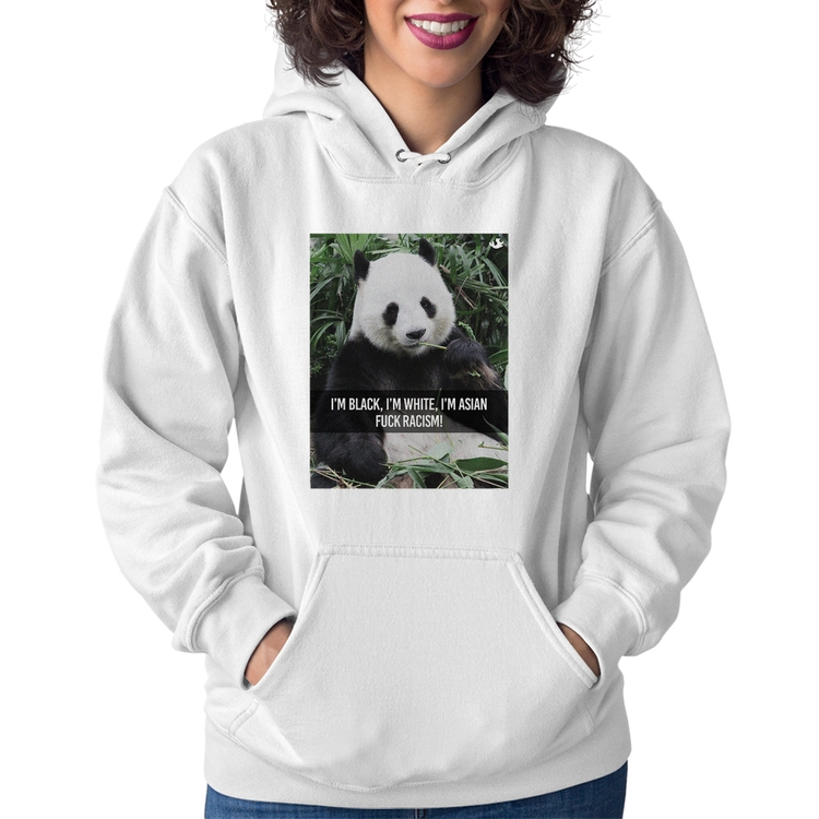 Moletom Feminino Panda Fuck Racism! - Branco