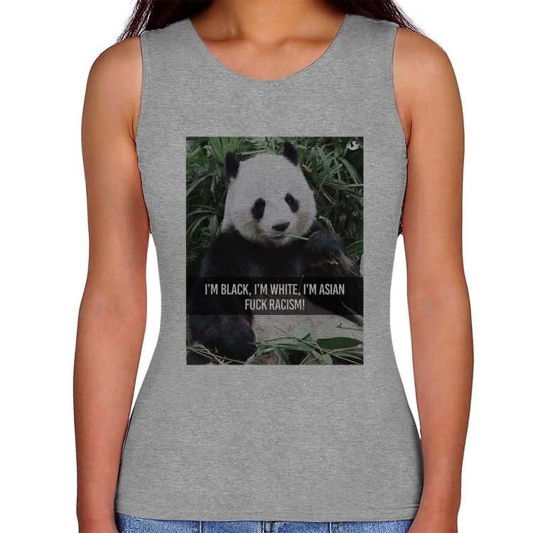 Regata Feminina Panda Fuck Racism! - Cinza