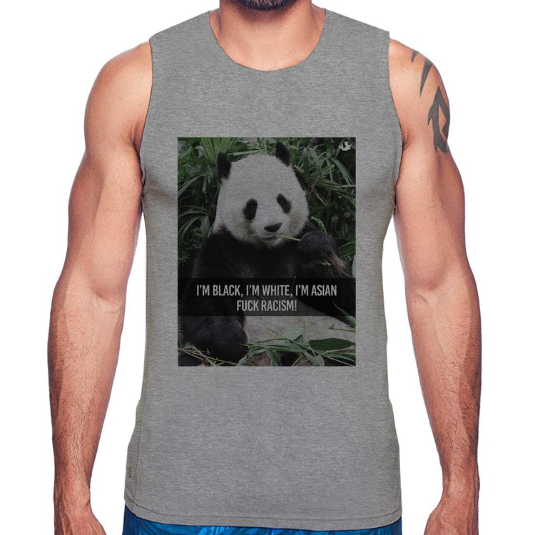 Regata Panda Fuck Racism! - Cinza