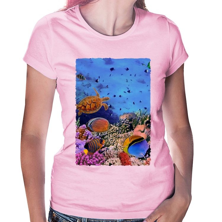 Baby Look Fundo do Mar - Rosa Bebê