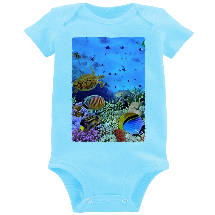Body Bebê Fundo do Mar - Azul Bebê