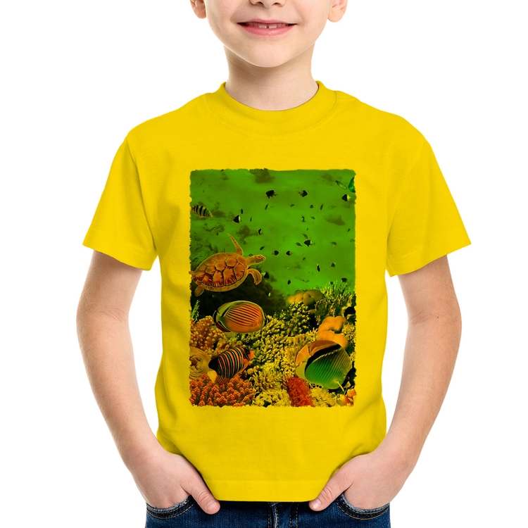 Camiseta Infantil Fundo do Mar - Amarela