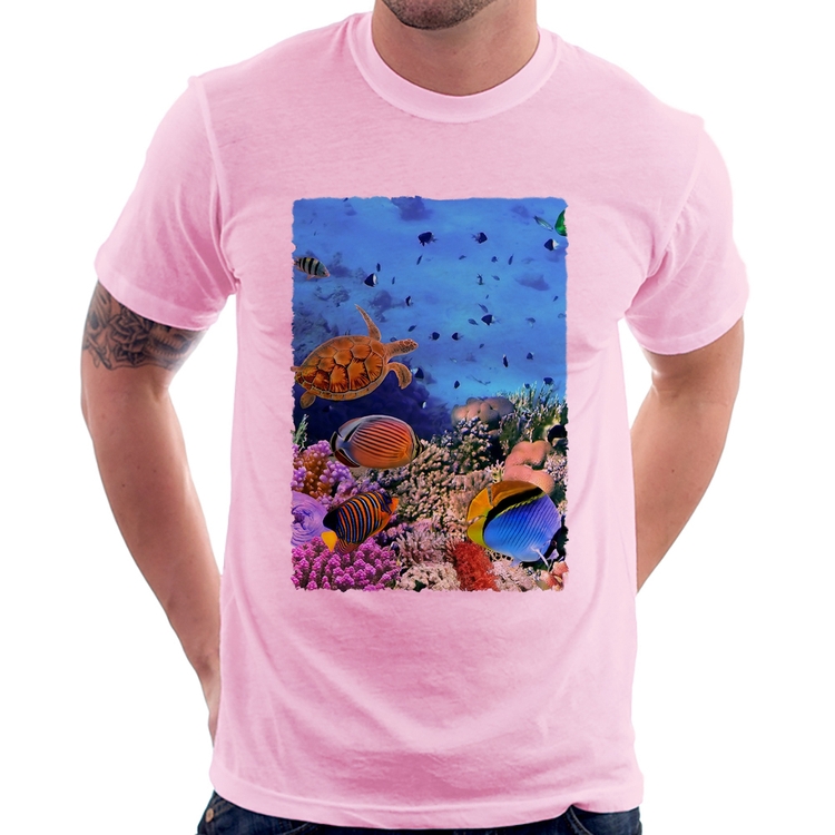 Camiseta Fundo do Mar - Rosa Bebê