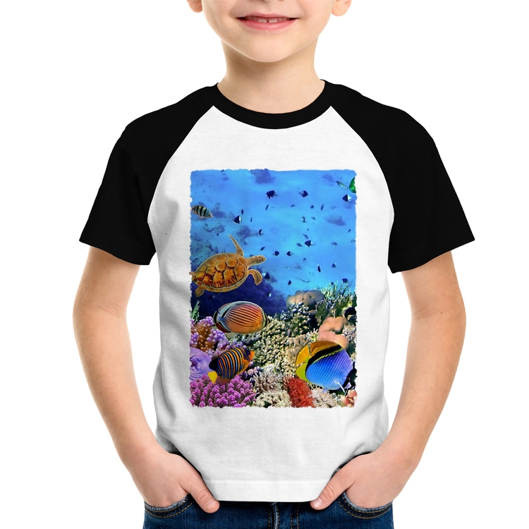 Camiseta Raglan Infantil Fundo do Mar