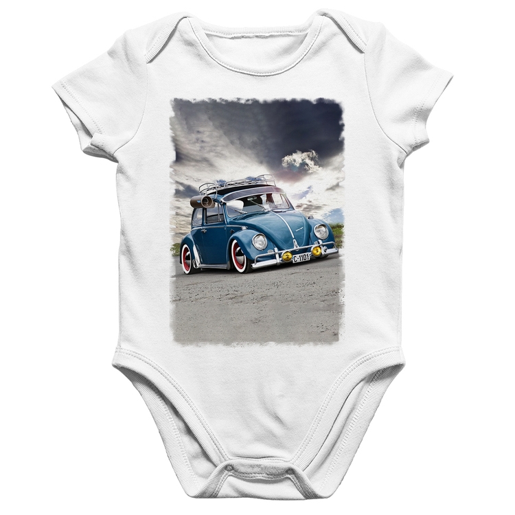 Body Bebê Algodão Fusca Retrô - Branco